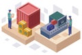 Colourful isometric illustration of customs