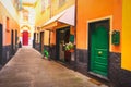 Colourful italian alley green door