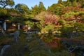 Colourful Japanese Garden in Ginkaku-ji Temple Kyoto during sunset in autumn season