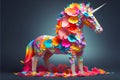 Colourful Japanese paper origami craft made unicorn flowers