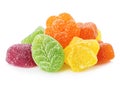 Colourful jelly candies close-up isolated on white background. Royalty Free Stock Photo