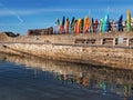Colourful Kayaks - Lyme Regis Harbour Royalty Free Stock Photo