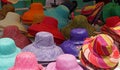 Colourful Ladies Hats on market stall