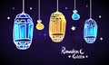 Colourful Lamps for Ramadan Kareem.