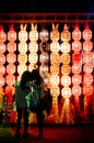 Colourful Lanna Yi Peng Lanterns in Loy Krathong festival of Chi