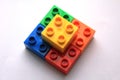 Colourful LEGO blocks on white background