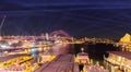 Colourful Light show at night on Sydney Harbour NSW Australia. The bridge illuminated with lasers and neon coloured lights Royalty Free Stock Photo