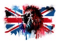 Colourful Lions Head and Union Jack Flag AI Illustration