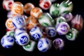 Colourful lottery balls in a machine