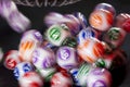 Colourful lottery balls in a machine Royalty Free Stock Photo