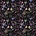 Colourful love heart pattern and black background