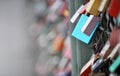 Colourful Love padlocks close-up picture