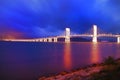 Colourful Macau cityscape of bridge