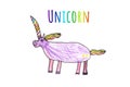Colourful magic Unicorn for girl kids design. Fashion illustration drawing