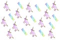 Colourful magic Unicorn. Girl kids design. Fashion illustration drawing pattern