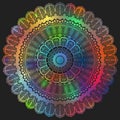 Colourful mandala on black background