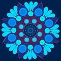 Colourful Mandala Doodle Illustration on blue background
