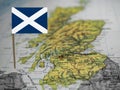 Map of Scotland with national flag at the side Royalty Free Stock Photo