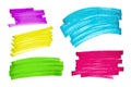 Colourful marker highlighter stripe shapes. Hand drawn rectangular horizontal elements of various colours. Modern fashionable