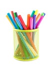 Colourful markers in holder