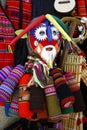 A colourful mask and fabric for sale in the Witches' Market in La Paz, Bolivia. Royalty Free Stock Photo