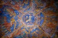 Colourful medieval painting on the ceiling of the main nave in Braunschweig Cathedral, with the peaceful sheep of Jesus in the