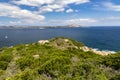 Colourful Mediterranean View of the Rugged Coastline and Eroded Rocks of Northern Sardinia With Isola Caprera, Baia Sardinia, Cost
