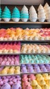 Colourful meringue display in the shop illustration Artificial intelligence artwork generated
