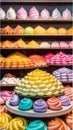 Colourful meringue display in the shop illustration Artificial intelligence artwork generated