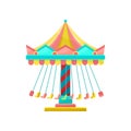 Colourful merry go round, amusement park element vector Illustration on a white background