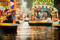 Colourful Mexican gondolas at Xochimilco's Floating Gardens in M