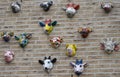 Colourful model animal heads mounted on a wall in the town of Geffen Netherlands