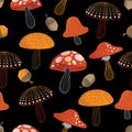 Colourful Modern Mushroom Autumn and fall Season seamless pattern . Vector illustration EPS 10 , seamless pattern background of