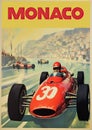 Colourful Monte Carlo Grand Prix Retro Poster Generative AI Illustration