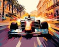 Colourful Monte Carlo Grand Prix Retro Poster.