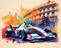 Colourful Monte Carlo Grand Prix Retro Poster.