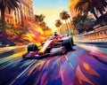 Colourful Monte Carlo Grand Prix Retro Poster.