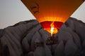 Colourful morning with balloons in Cappadocia close up