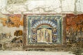 Mosaic wall plaque showing the sea god Neptune and his wife in Herculaneum, Italy