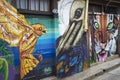 Colourful murals in Valparaiso, Chile.