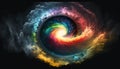 Colourful nebula and galaxy, computer generated abstract background, Generative AI Royalty Free Stock Photo