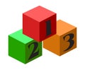 Colourful 123 number blocks flat icon for apps and websites