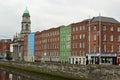 Colourful and old buildings on the quayside Dublin Ireland Royalty Free Stock Photo