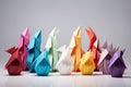 colourful origami paper sculptures. the origami art