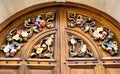 Colourful and Ornate Carvings on the Doors of Hertford College Royalty Free Stock Photo