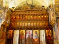 Colourful and Ornate Interior, Stavropoleos Monastery, Bucharest, Romania Royalty Free Stock Photo