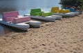 Colourful paddle boats at Ramsgate lagoon.