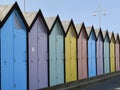 Colourful Painted Beach Huts, South Beach, Kirkley, Lowestoft, Suffolk, England, UK Royalty Free Stock Photo