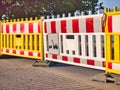 Colourful Parking Barriers With Tow Away Zone Sign