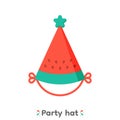 Colourful party hats, Watermelon pattern, vector, Illustration.